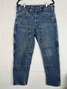 Pantalones de mezclilla de carpintero de doble rodilla de colección Disressed Prison Blues PRSN BLU EE. UU. W36 L32 - Imagen 1 de 11