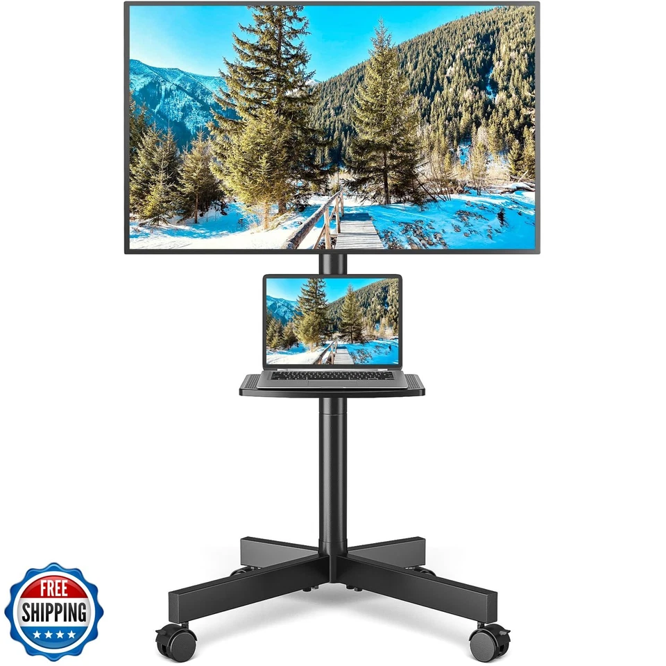 Soporte de TV Rodante con Estante para TV de 23-60 pulgadas hasta 88 lb, Portátil Móvil T Foto 1 de 4