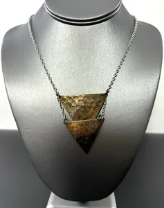 Collana brutalista firmata ZAD ottone martellato #453 - Foto 1 di 5