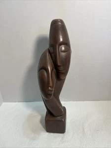 Vtg Mid Century Ceramic Man & Woman Faces Figurine Dated 1974 By Kelly 1825 - Picture 1 of 11
