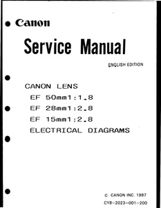 CANON EF 50mm f1.8 28mm f2.8 15mm f2.8 Lens Service Repair Manual PDF READ - Picture 1 of 3