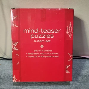 Vintage 2001 Mind-Teaser Puzzles Set of 4 Nickel-Plated Steel Target Holiday Box - Picture 1 of 9