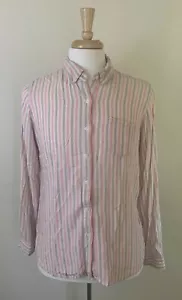 Camicia casual Birds Of Paradis by Trovata donna a righe lino cotone taglia large - Foto 1 di 8