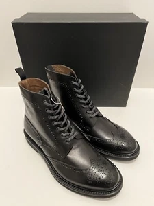 Eleventy Borgued Black Leather Boots Vibram Sole Made in Italy Sz 10 43 $895 NEW - Picture 1 of 7