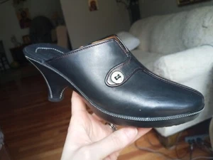 Cole Haan Women's Size 7 Black Leather Clogs Mules with Brass Studs - Picture 1 of 10