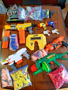 🔥Nerf Buzz Bee Toys & More Lot N-Strike👍 250+ Bullets & 9 Guns Mix Working/Not