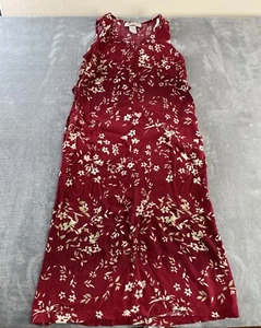 Women’s 100% Rayon Dress Size Petite Small Red Floral Blossoms Sleeveless Norton - Picture 1 of 14