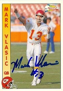 Mark Vlasic autographed Football Card (Kansas City Chiefs) 1992 Pacific #140
