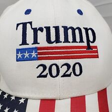 Trump 2020 Hat Cali-Fame Cap White Red Blue Stars Stripes Flag Snapback MAGA