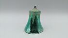Vintage Fancy Glass Bell Christmas Ornaments Mica Glitter w/Clapper Blue Teal