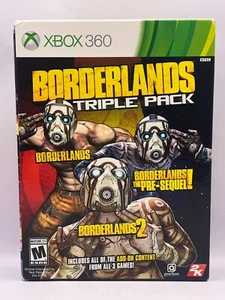 BORDERLANDS TRIPLE PACK (XBOX 360) CLEANED/TESTED/WORKS (ALL DLC ON DISCS) - Picture 1 of 3