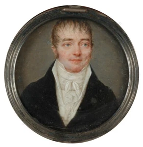 Jean-Baptiste Soyer (1752-1828) "Poet Pierre-Jean Beranger" miniature, c 1810(m) - Picture 1 of 12