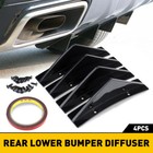 4x Rear Bumper Diffuser Spoiler Splitter Shark Fin Trim Cap Covers Set Universal