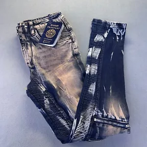 Damati Herren Motto Jeans 30X32 Blau Distressed Acid Wash 90’s Hip Hop Urban Wear - Bild 1 von 20