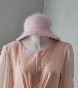 DNY Angora Womans Bucket Hat One Size Preowned Pink  - Picture 1 of 4