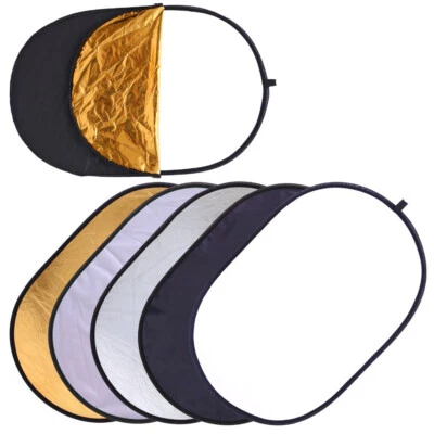 5-in-1 24x35" Oval Collapsible Light Reflector w/ Handle For Photography Studio - Image 1 of 4
