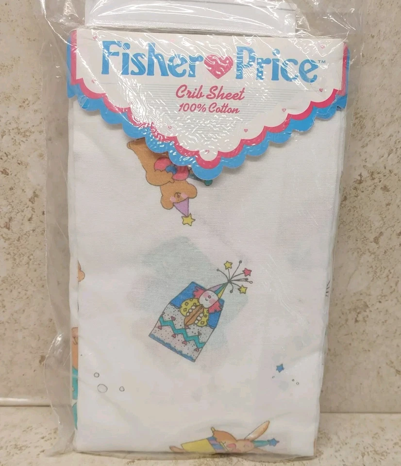 Sábana cuna Fisher Price vintage 100 % algodón blanca nueva 1987  Foto 1 de 4