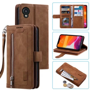 For Kyocera Digno BX2 Wallet Case,Leather Zipper Magnetic Flip Card Phone Case - Picture 1 of 26