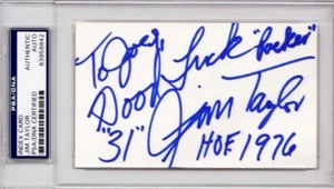 TO JOEY Jim Taylor Signed Packers 3x5 inch Index Card or Cut HOF D. 2018 PSA/DNA - Picture 1 of 1