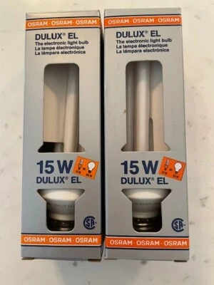 欧司朗 Dulux EL 节能灯泡 15w = 60w 2 件装 全新 — 第 1/3 张图片
