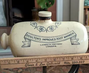 Antique Stoneware Lambeth Pottery Doultons Improved Foot Warmer Primitive Art - Picture 1 of 24
