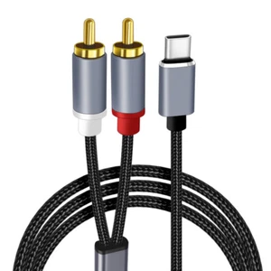 TypeC To RCA Audio Cable 2RCA Aux Cord Converter USB C Line Speaker Amplifier - Afbeelding 1 van 9