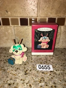 Hallmark Ornament - Secret Santa - Puppy Dog in Mask and Antlers - 1994 #0655 - Picture 1 of 6