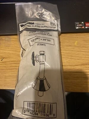 Tope de suministro de agua cromado Webstone recto con tubo de extensión de 5" CS41 11936 Foto 1 de 3