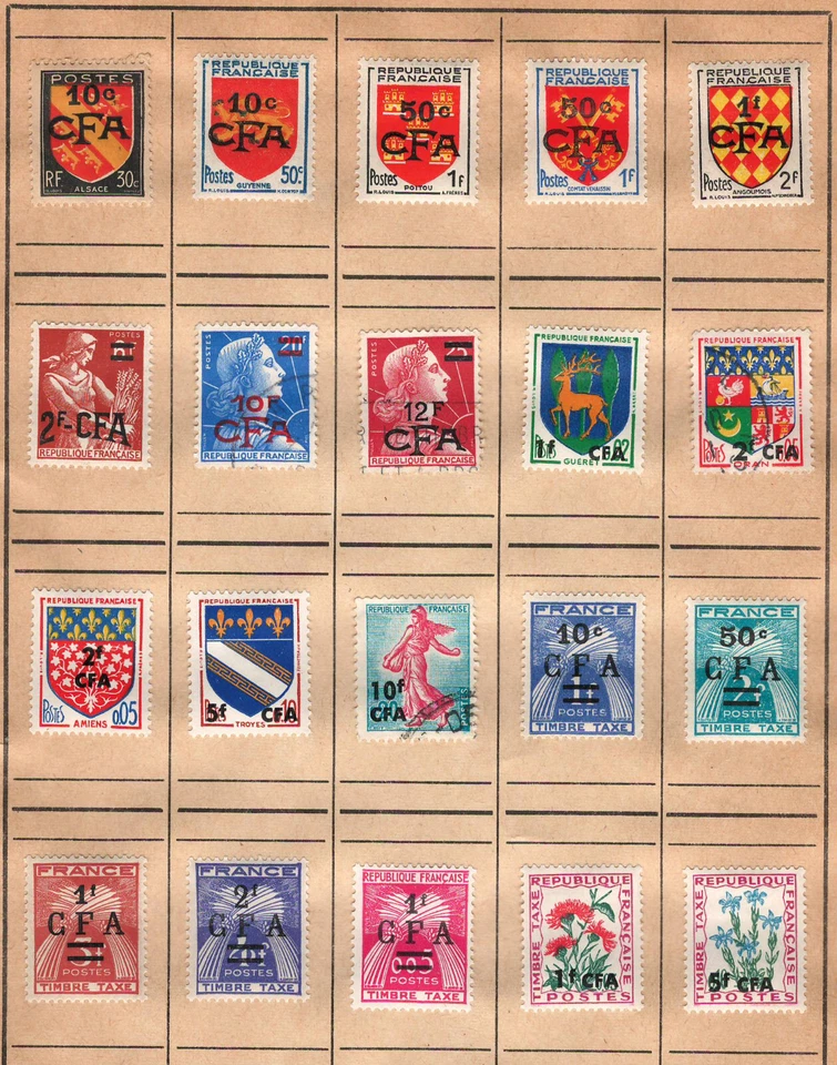 Worldwide  FRANCE Very Fine Mint Overprinted CFA Tax Stamps Hinged on List # 108 - Image 1 of 1
