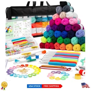 Elegantes 113-teiliges Häkelset: 1600 Yards sortiertes Garn in einer stilvollen Aufbewahrungstasche - Bild 1 von 10