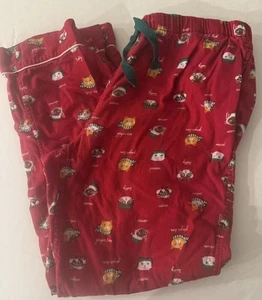 LANDS END Damen Large TALL LT Flanell Pyjama Lounge Hose rot Katzen GUC - Bild 1 von 4