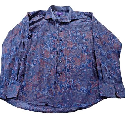 Camisa de cachemira azul vibrante grande Tallia para hombre 100 % algodón XL 17 1/2 Foto 1 de 4