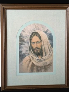 Vintage "Believe" von K. Maroon signiert mattiert gerahmt Jesus Druck 1980? 16x13 - Bild 1 von 6