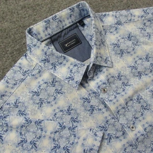 7 Diamonds Shirt Men Large 4Way Stretch Blue Mood Ink Blot Kaleidoscope Abstract - Picture 1 of 10