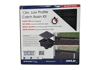 RELN LP130501BK 13" x 5" Cuadrado Bajo Perfil Drenaje Plástico Captura Lavabo Kit NUEVO - Imagen 1 de 7