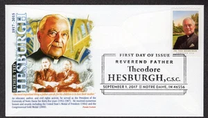 2017 Father Ted HESBURGH Coil (Scott 5242) Panda Cachets DCP FDC TD334 - Picture 1 of 1