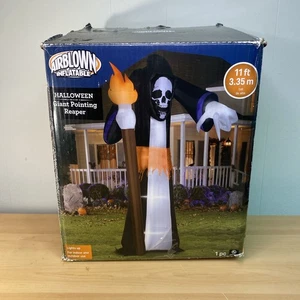 Gemmy Halloween Airblown Inflatable 11' Giant Pointing Reaper W/ Torch Lights Up - Picture 1 of 6