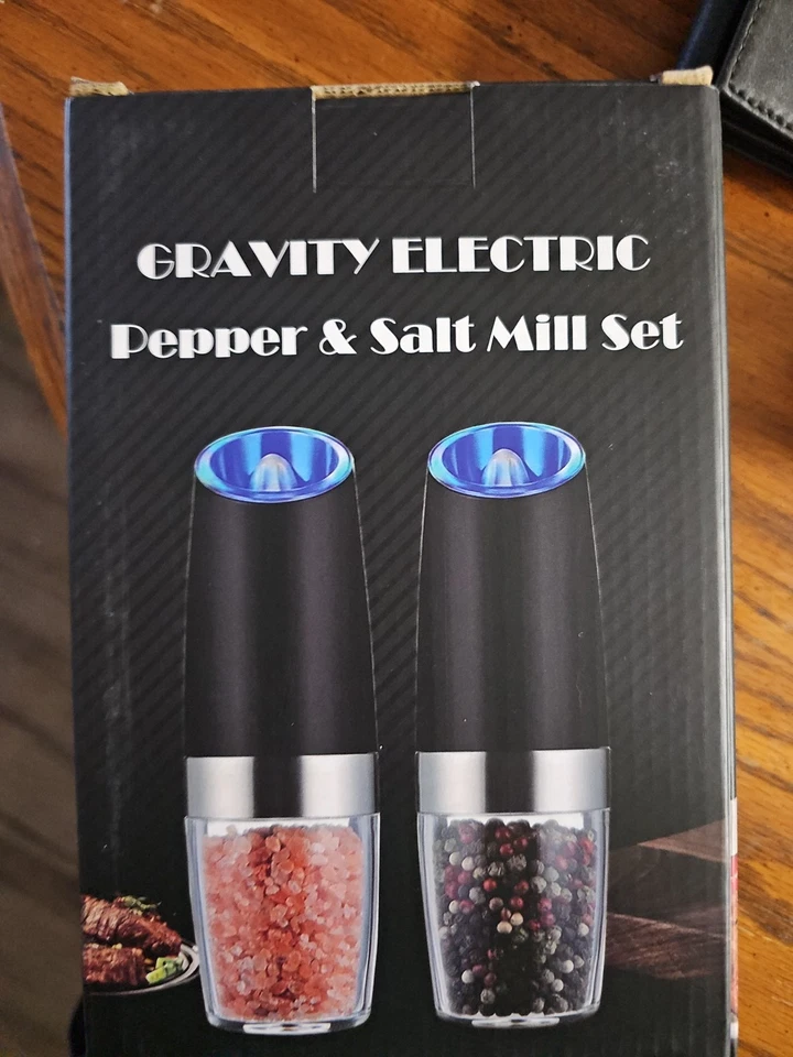 2 Pack Gravity Electric Salt and Pepper Grinder Mill Shaker Adjustable Automatic - Image 1 of 1
