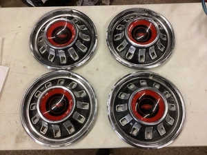 Set of (4) 1967 Chevy Impala CUSTOM 14" Hub Caps Black & Red - Picture 1 of 13