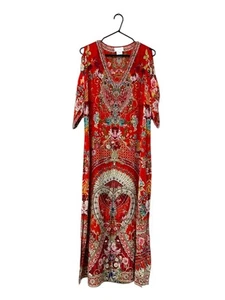 CAMILLA Heart Silk Kaftan - Like New Women's Maxi Dress in Red, AU One Size - Picture 1 of 4