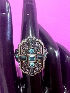 Heidi Daus Art Deco Blau Swarovski Kristall Oversized Statement Ring Gr.9 - Bild 1 von 11
