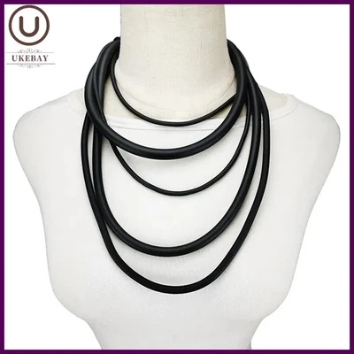 UKEBAY Nuevo Collar Gargantilla Para Mujer Collares Cortos Cuerda de Goma Negra Hecho a Mano Foto 1 de 4
