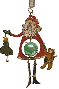vintage metal dangling santa /believe ornament 12" with spring - Picture 1 of 3