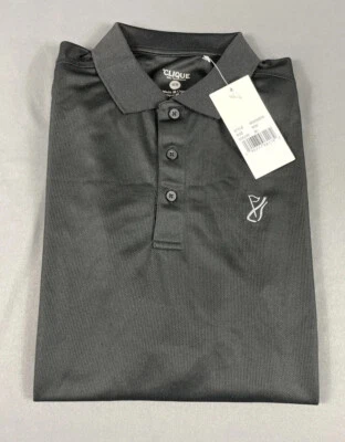 Cutter & Buck Golf Shirt Polo Clique Chest Logo LS Medium Black NWT MSRP $70 - Image 1 of 4