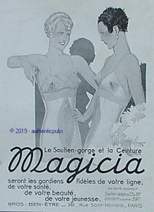 PUBLICITE MAGICIA SOUTIEN GORGE LINGERIE SIGNE RENE VINCENT DE 1937 FRENCH AD - Picture 1 of 1