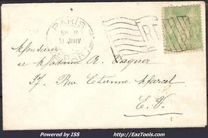 FRANCE N°106 SUR LETTRE AVEC DRAPEAU RF + CAD PARIS DEPART DU 31/01/1900 - Picture 1 of 2