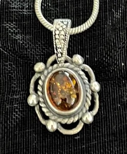 Sterling silver Baltic Amber stone necklace. 925 Sterling Silver. 50 cm length - Picture 1 of 3