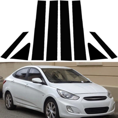8X Glossy Black Pillar Posts Door Cover For Hyundai Accent Verna Sedan 2011-2018 — 第 1/4 张图片