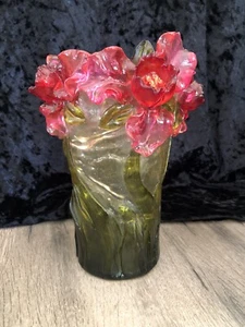 Vtg Vase Resin Flower Vase Rose Artwork Home Decor Flower Heavy Plastic - Picture 1 of 7