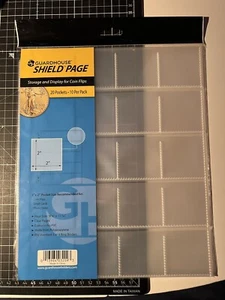 GuardHouse SHIELD 2x2 Coin Pages - Archival Safe 20 Pocket Binder Pages - 10 ct. - Foto 1 di 2